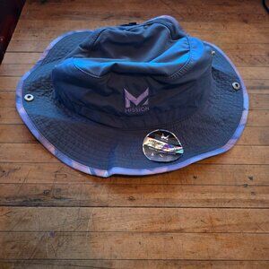 MISSION Cooling Bucket/Boonie Hat Wide Brimmed  Gray retro 90's  trim